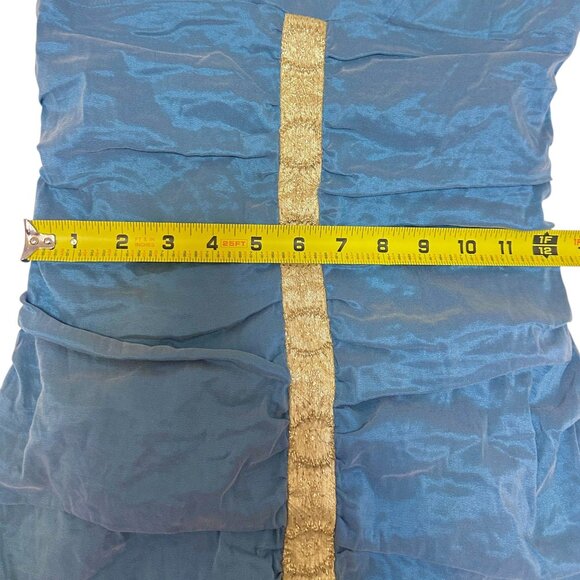 Nicole Miller Ruched Sleeveless Mini Dress Metallic Blue and Gold  Size 10 NWT - Picture 14 of 14
